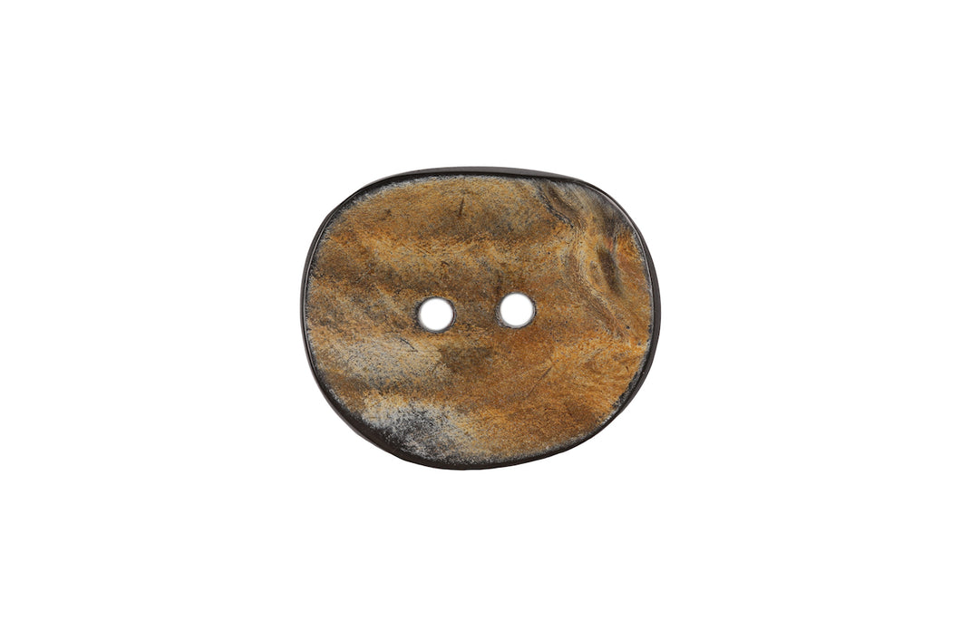 Skacel Collection - Button, Brown and Black Horn Oval, 30x24mm